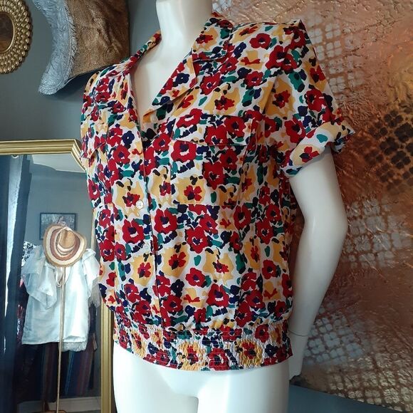 Vintage Abstract Floral Blouse - Picture 4 of 13